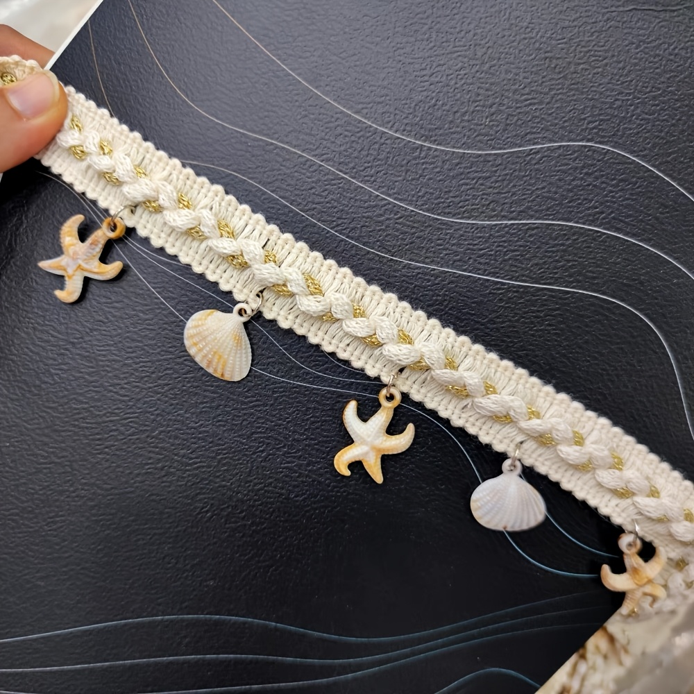 Image of A 1-yard Long Artificial Starfish Pendant Lace, Perfect For Hair Additions, Shoe Embellishments, Hat Decorations, And Luggage