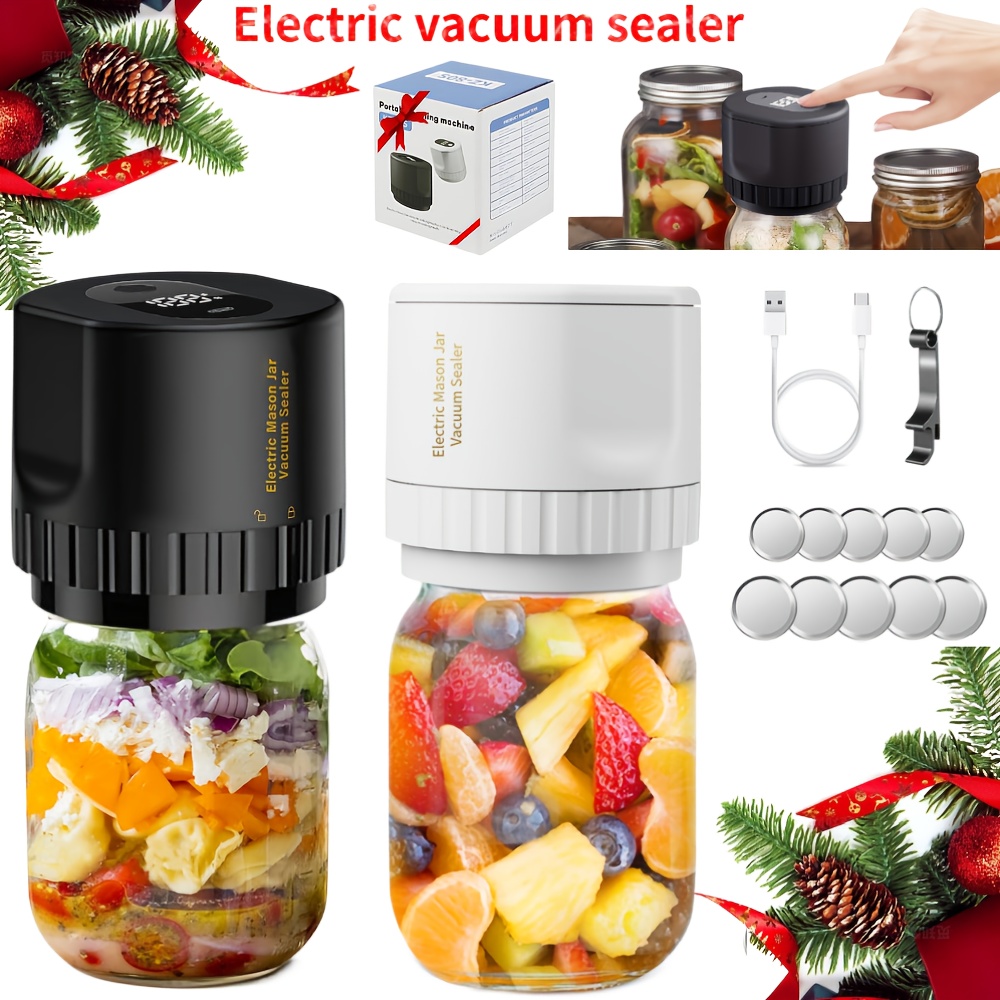 

Electric Mason Jar Vacuum Sealing Machine Kit For Regular And Wide Mouth Mason Jars, Automatic Jar Vacuum Sealing Machine For Food And Fermentation, Best Christmas Gift