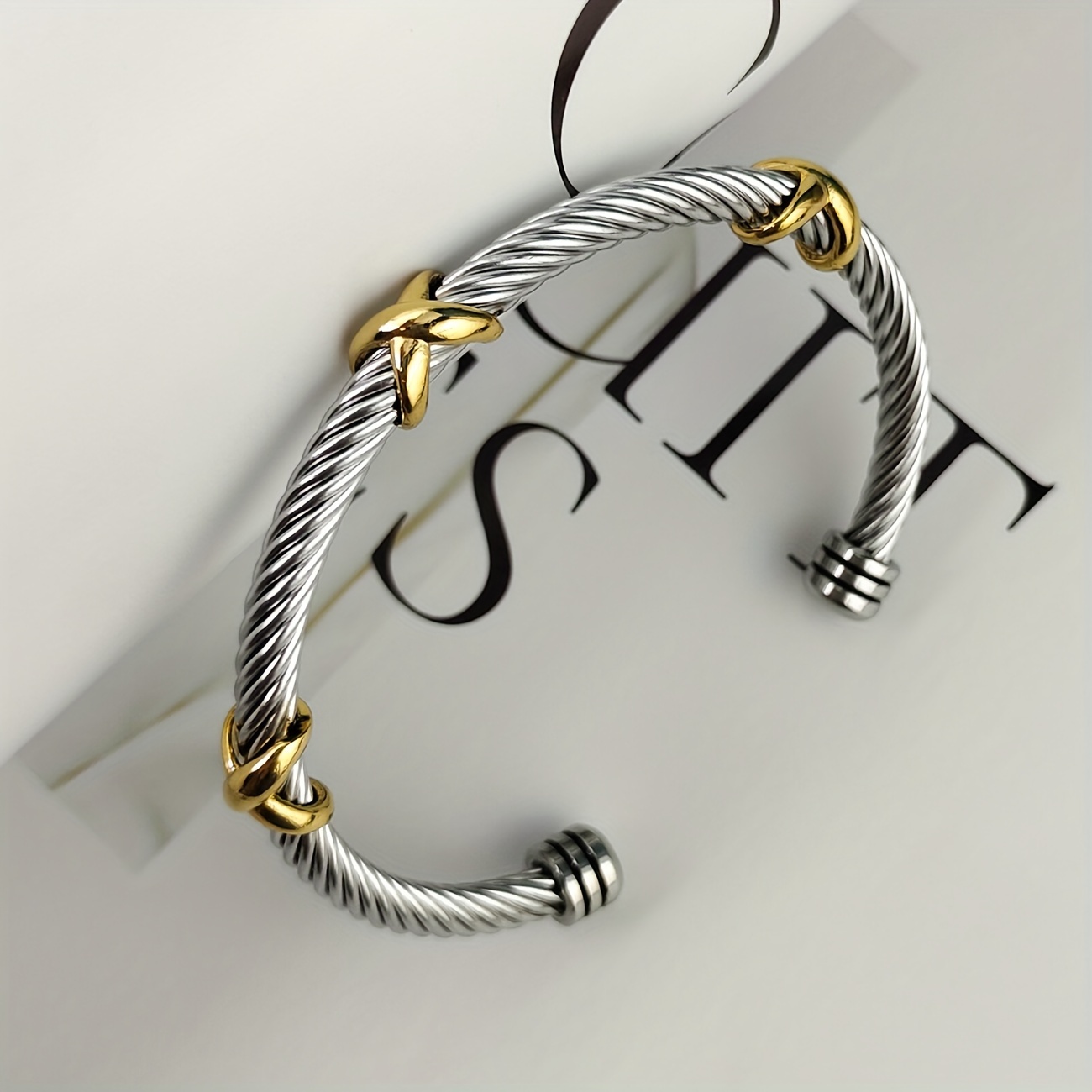 

Elegant Vintage-inspired Adjustable Stainless Steel Cable Twist Bangle - Perfect Gift For Mom, Lover, Or Friend