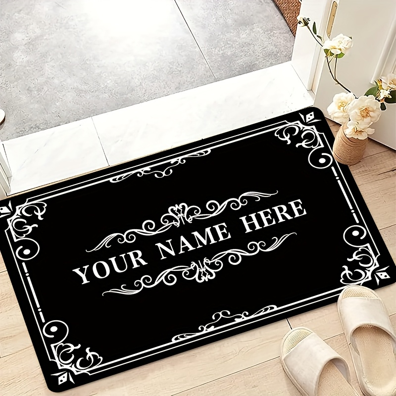 

1pc Customizable Polyester Welcome Door Mat, Personalized Family Name Rug With Anti-slip Silica Gel, Machine Washable, Soft & For Home Decor, Ideal Housewarming Gift