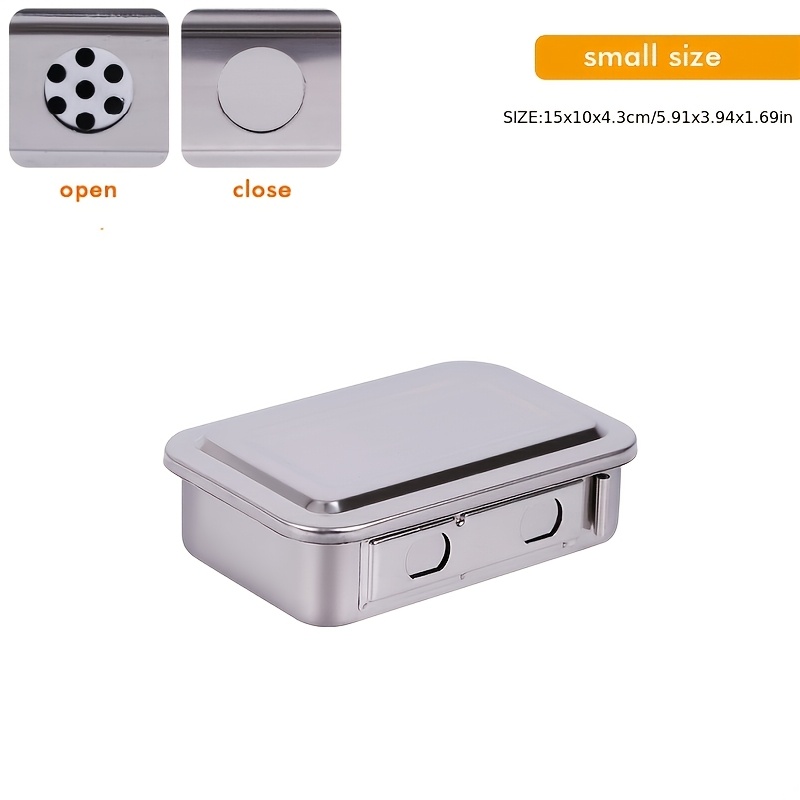 TEMU 1pc Stainless Steel Cleaning Storage Box, Adjustable Box With Holes For Home Storage, With Lid