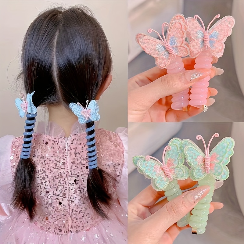 16 個女の子かわいい蝶のヘア三つ編みネクタイ 紫色の蝶の形のドレッド ...