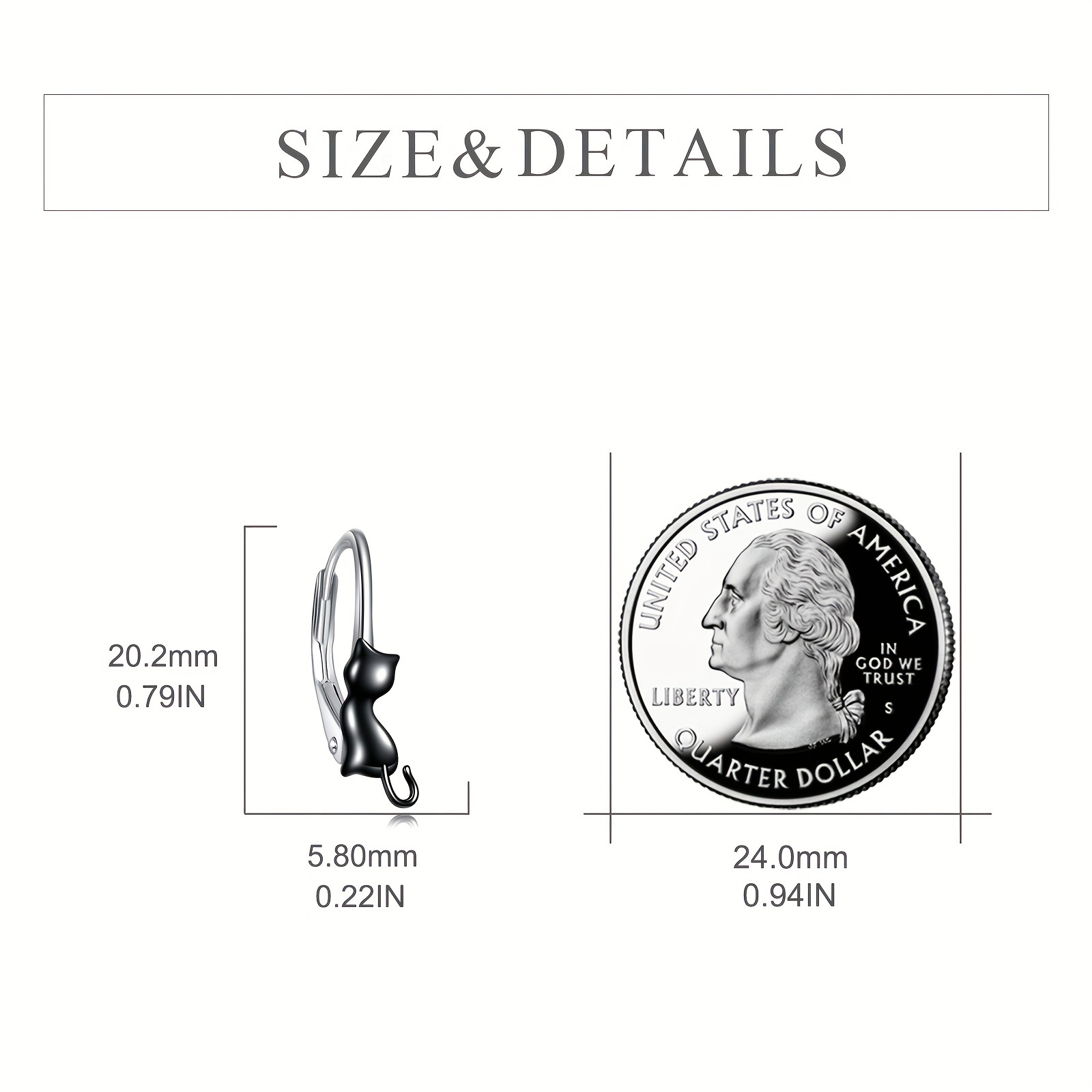 Sterling Silver Cat Hoop Dangle Earrings