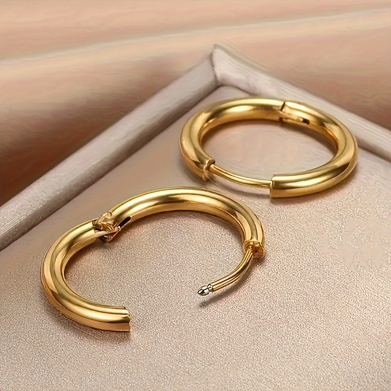 Golden Circle Earrings Set - 8 10 12mm Hoop Earrings