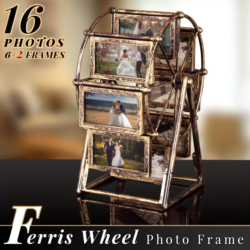 vintage rotating   wheel photo frame 8pcs of 4 inch frames exquisite decor for living room bedroom or desk perfect gift for valentines day birthdays and christmas 0