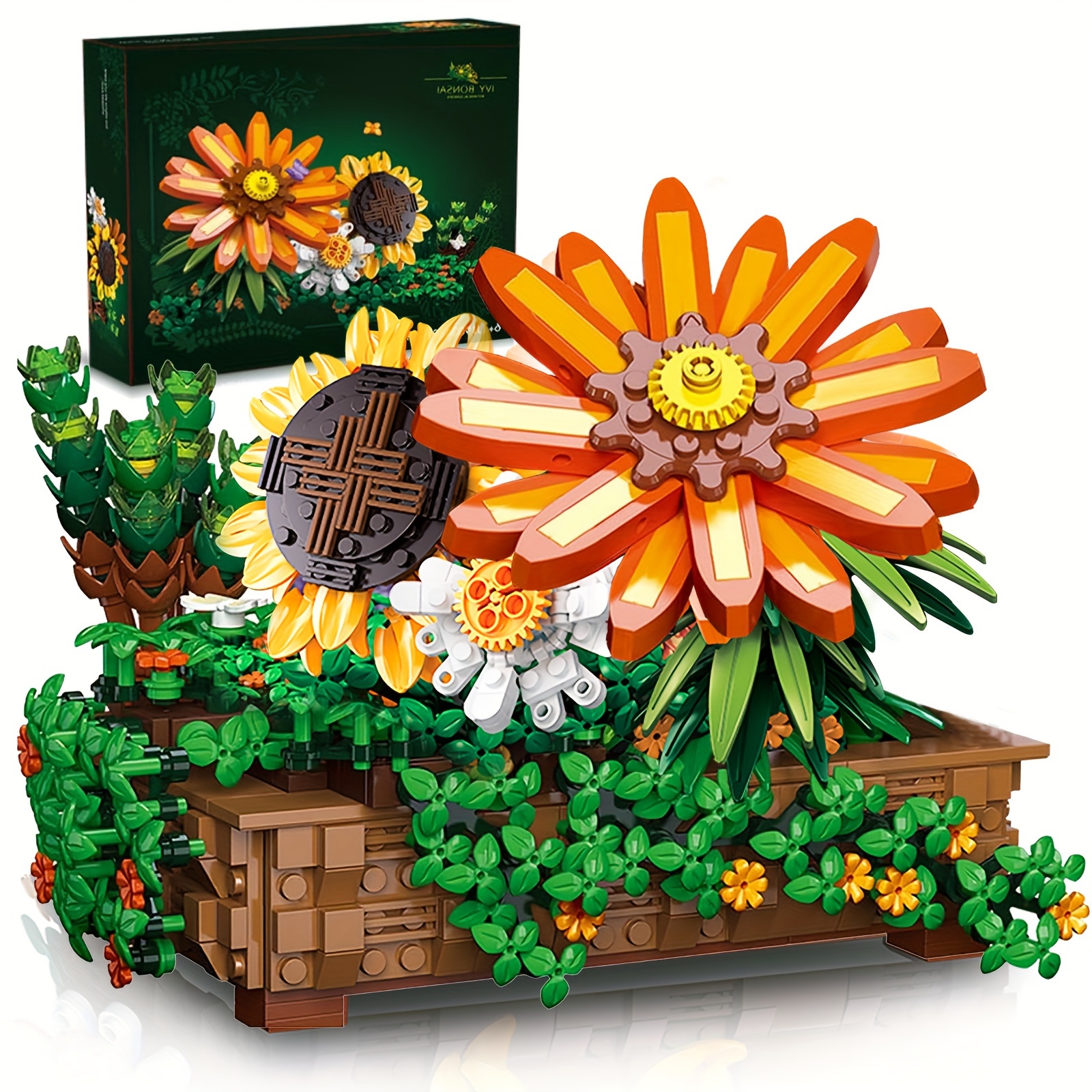 

Sunflowers Building Sets Toys, Artificial Flowers Bouquet Blocks Kit Wildflower Collection Home Office Décor Adult Teen Idea Gifts 924 Piece