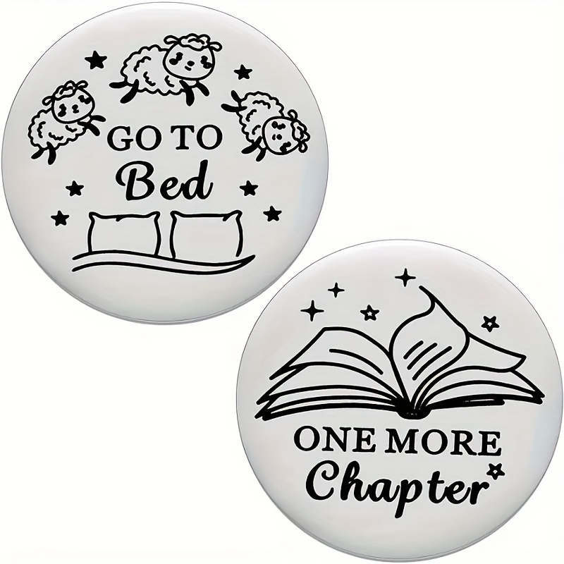 

Stainless Steel Round Decision Coin Keychain With "one More Chapter" For Women, Bookworm Valentine's Day Gift