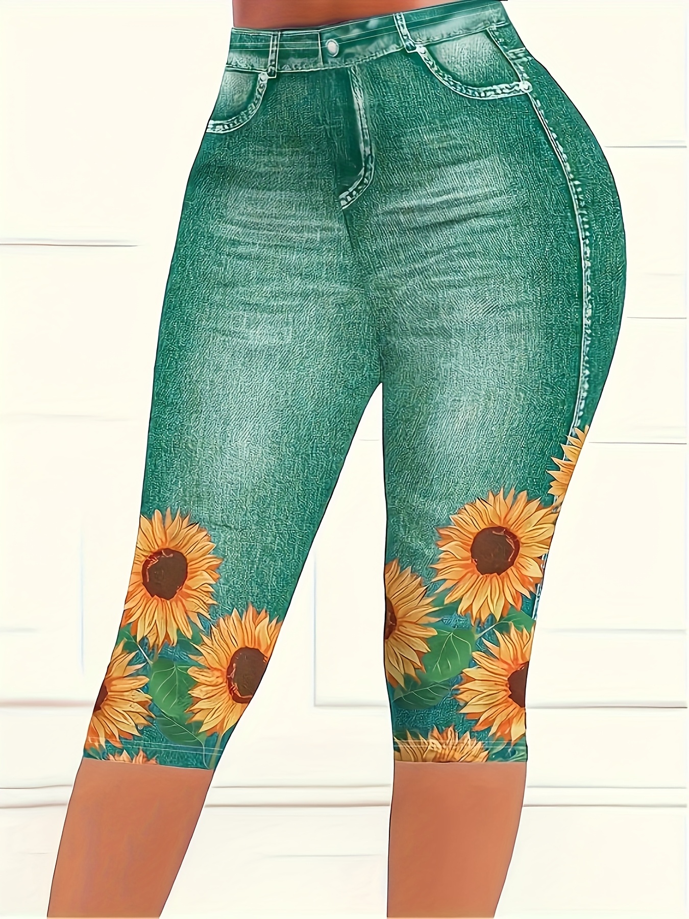 eleganti leggings stampati a fiori donne vita Temu Italy