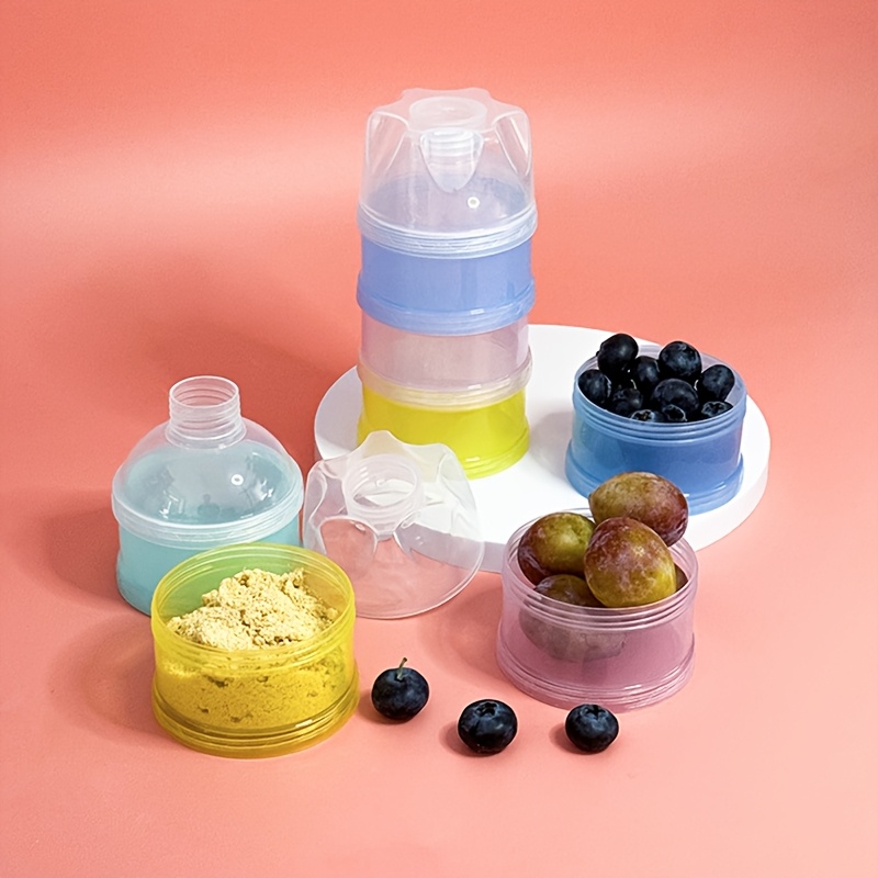2Sets/1Set Milk Powder Dispenser, 4-Layers/3-Layers Portable Formula Container, Feeding Travel Snack Box, Feeding Travel Food Storage Container Non-Spill Stackable Snack Storage Container for Outdoor/Camping