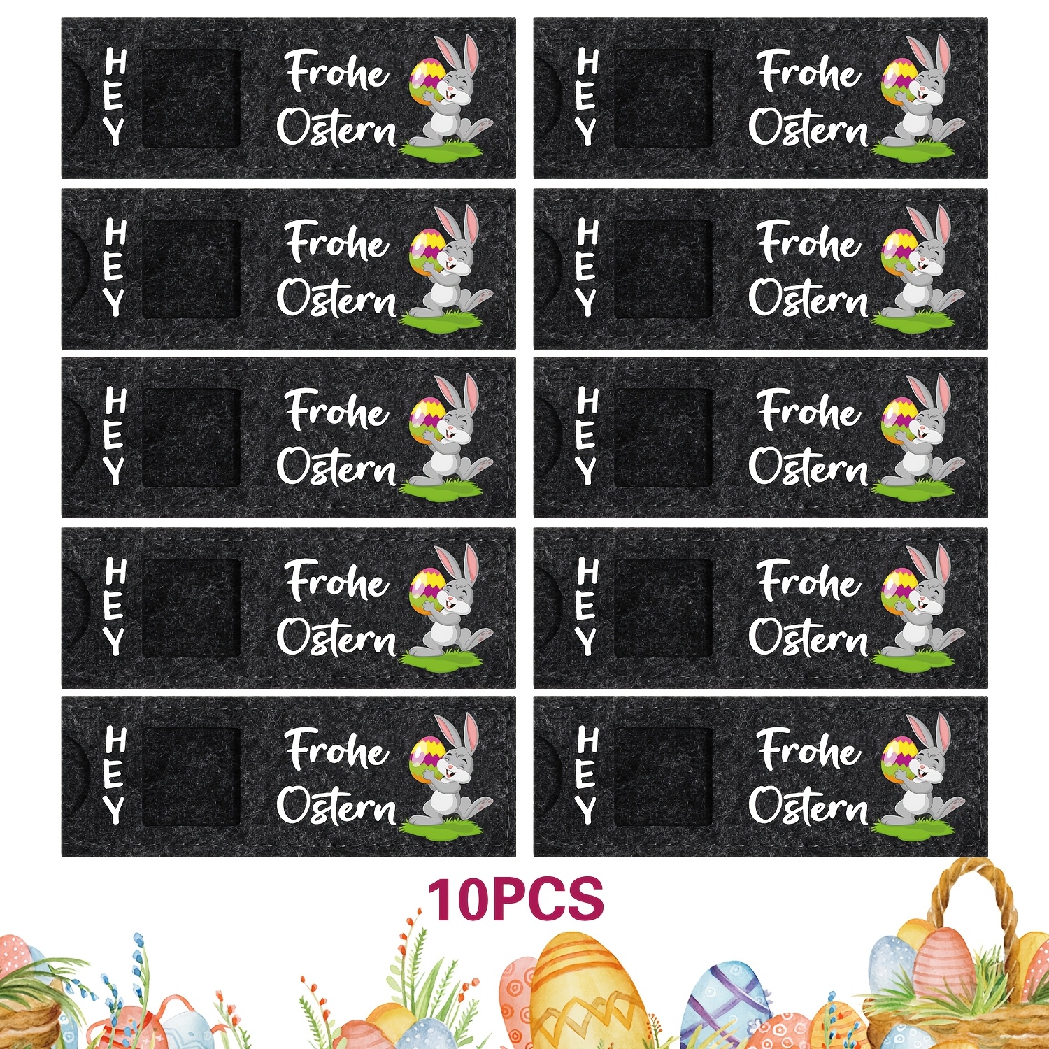 10pcs Easter Felt Gift Bags – Easter Chocolate Wrapping Bags, "" Themed Decorative Gift Bags, Party Combo Set (chocolate Not Included)