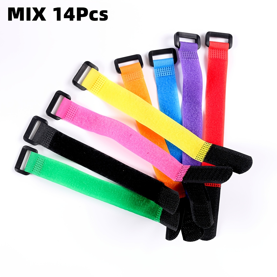Image of 14pcs Turiou Self-adhesive Elastic Fishing Rod Tying Straps With Reverse Hook Fasteners & Binding Suitable For Traditional, Sea, Pike Fishing, Lure Rods, Tackle Accessories For Rod Holders