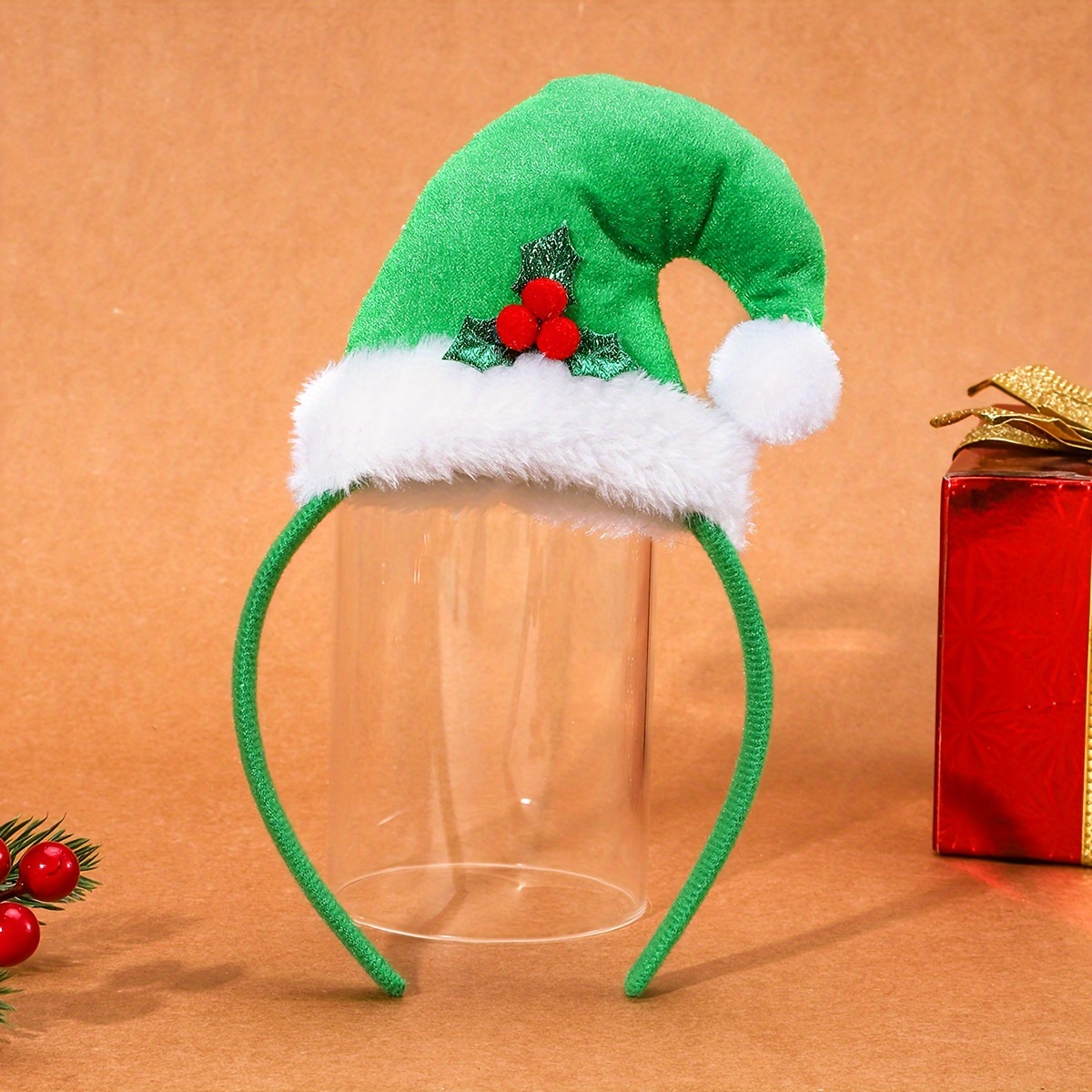 Cute Christmas Elf Headband, Plush Green Elf Hat Hair Accessory for Holiday Part Buddy the Elf Headband & Scrunchie Set – Red Rider Leg Lamps main image 2