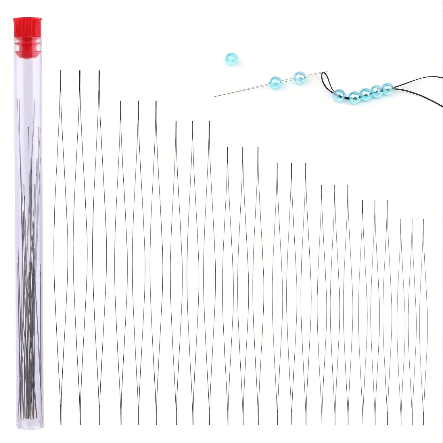 TEMU 24pcs Beading Needles Set Collapsible Beading Needles With Storage Tube For Bracelets And Jewelry Making Random Color