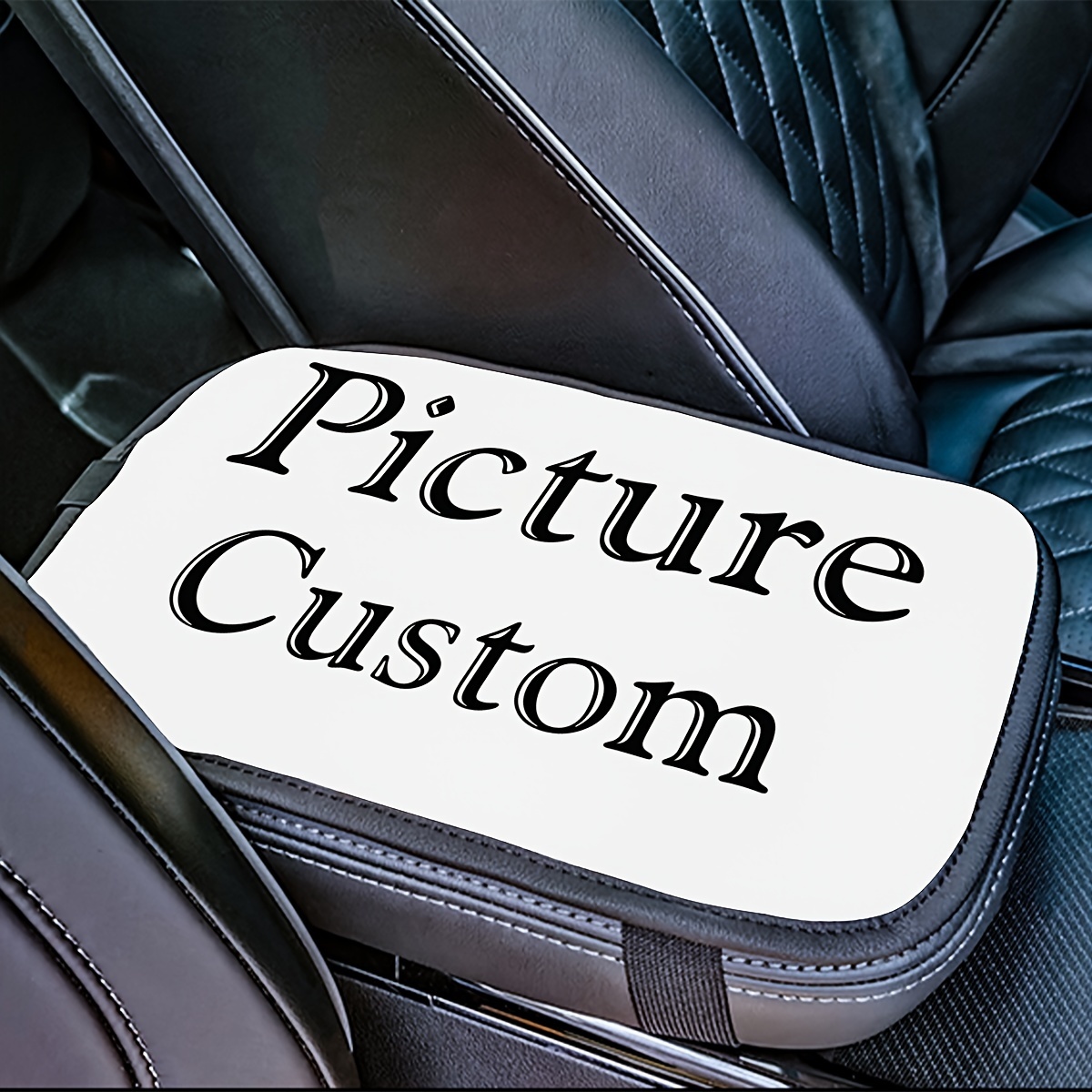 

Universal Fit Customizable Polyester Car Armrest Cover With Personal Photo Option - Waterproof, Non-slip, Durable & Wear-resistant, Flexible Interior Accessory For Most Suvs And Compact Vehicles