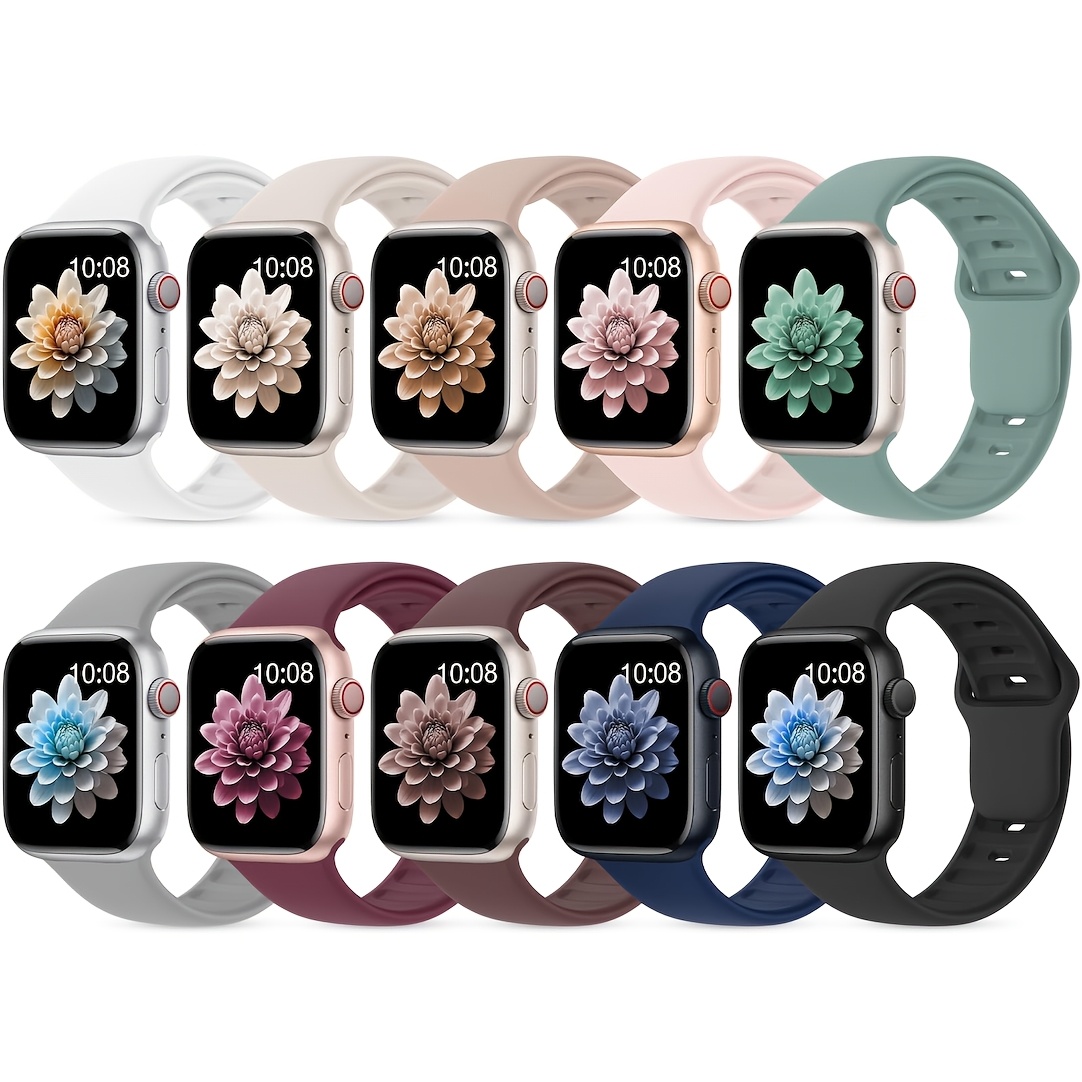 TEMU Set Famiglia Senza in Metallo Skin, Confezione da 10 Cinturini in Silicone Compatibili con Apple Watch 38Mm 40Mm 41Mm 42Mm 44Mm 45Mm 46Mm 49Mm