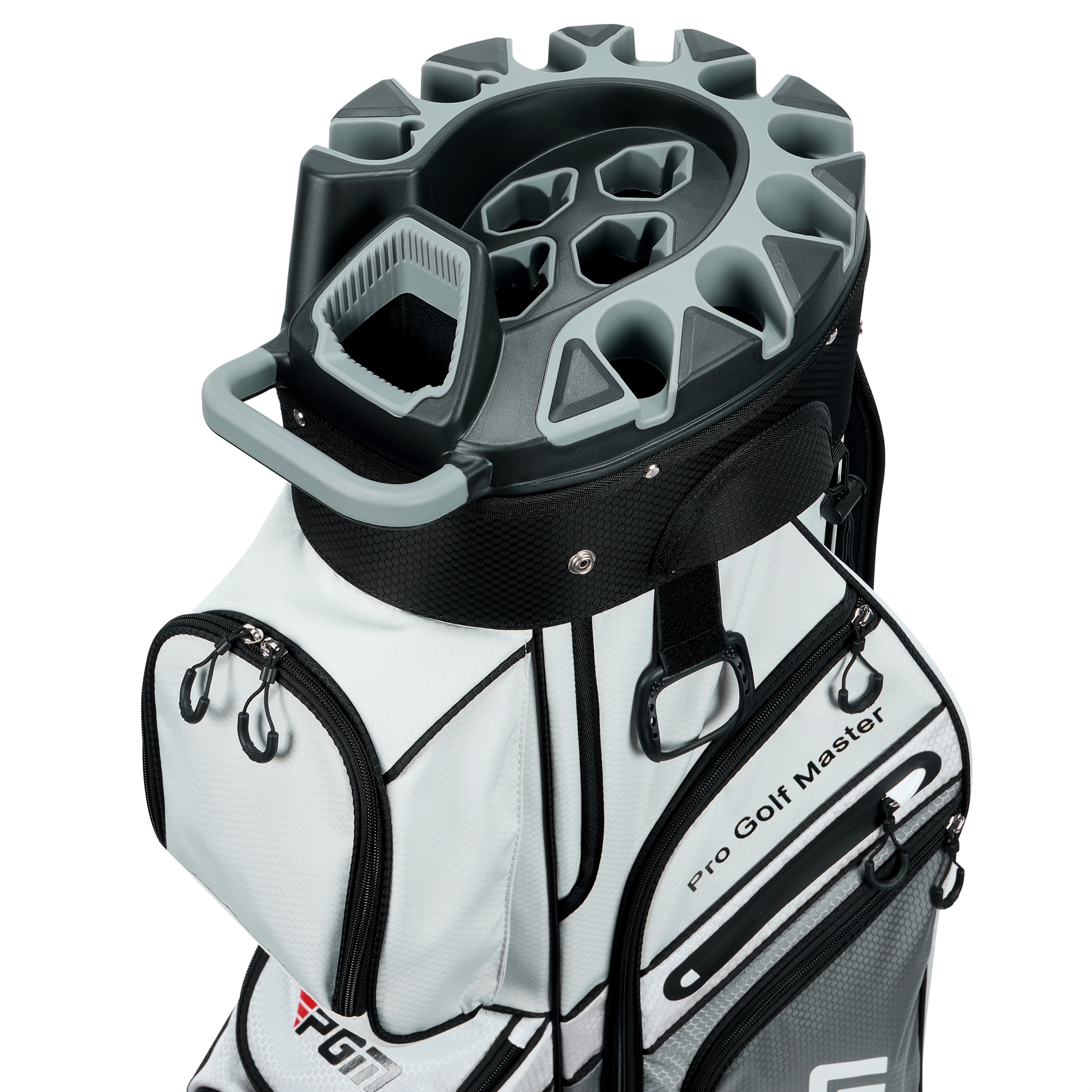 TEMU Sac de golf noir PGM pour de golf, sac de golf premium à 14 compartiments silencieux avec poignées ergonomiques et housse de pluie/Gris et