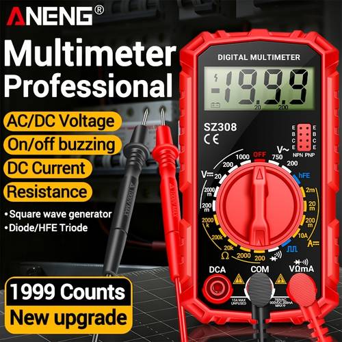 sz308 compact and portable hfe transistor measurement multimeter tester 1999 digital ac voltage meter current multi function tools without battery