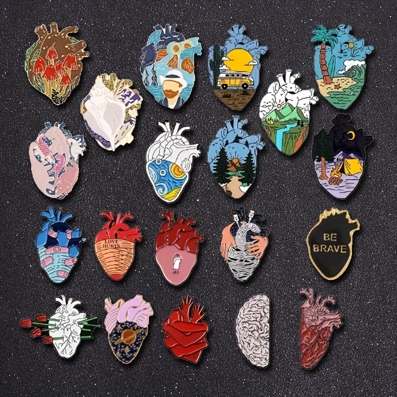 

20 Pcs Creative Enamel Heart Pins: Brooches For Backpacks, Bags, Clothes, Jackets, Hats, And Gifts - Suitable For Women And Men, 15 And Up