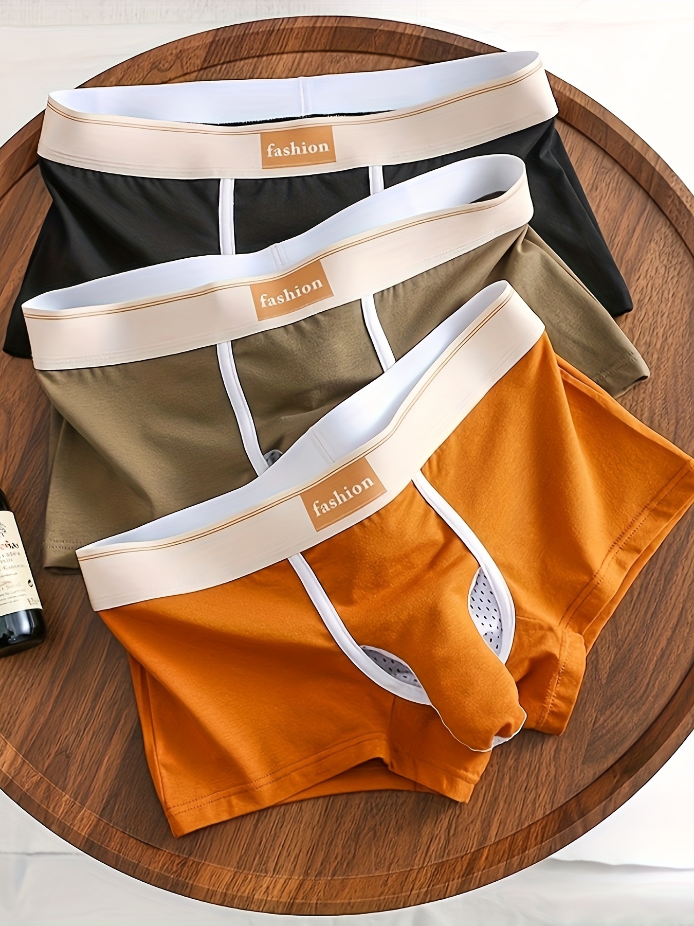 Men's Cotton Stretch Boxer Briefs Elastic Underwear - Temu Canada