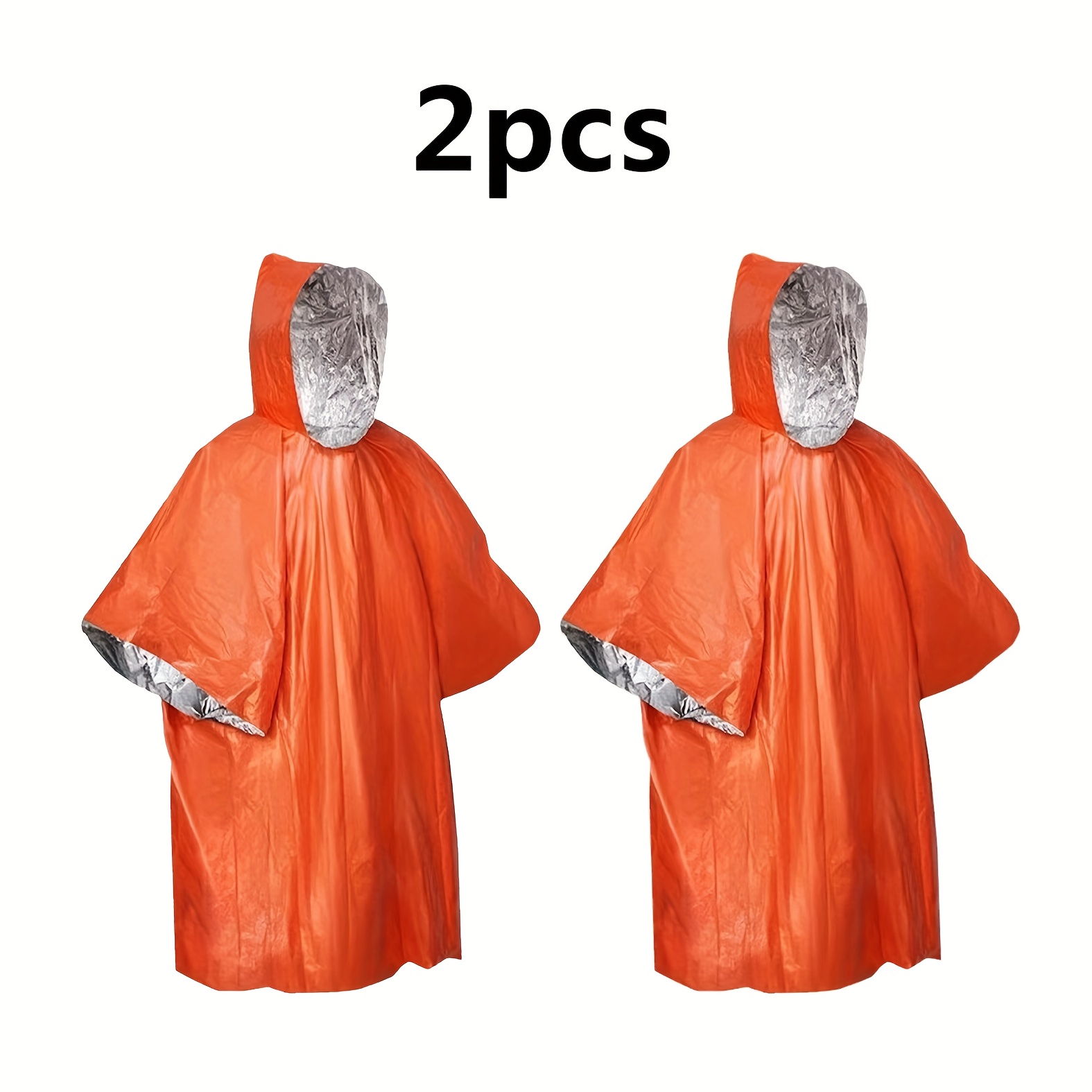 TEMU 2pcs Emergency Aluminum Foil Weatherproof Poncho - Unisex, Reusable, Suitable For Camping, Hiking, Outdoor Survival , Camping Gear, Hiking
