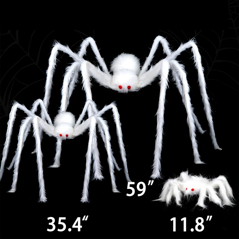 Image of Halloween Realistic Hairy , Large White Scary Prop For Lawn Yard Wall Indoor Outdoor Halloween Party Decoration, 59", 35", 12" For Halloween、christmas