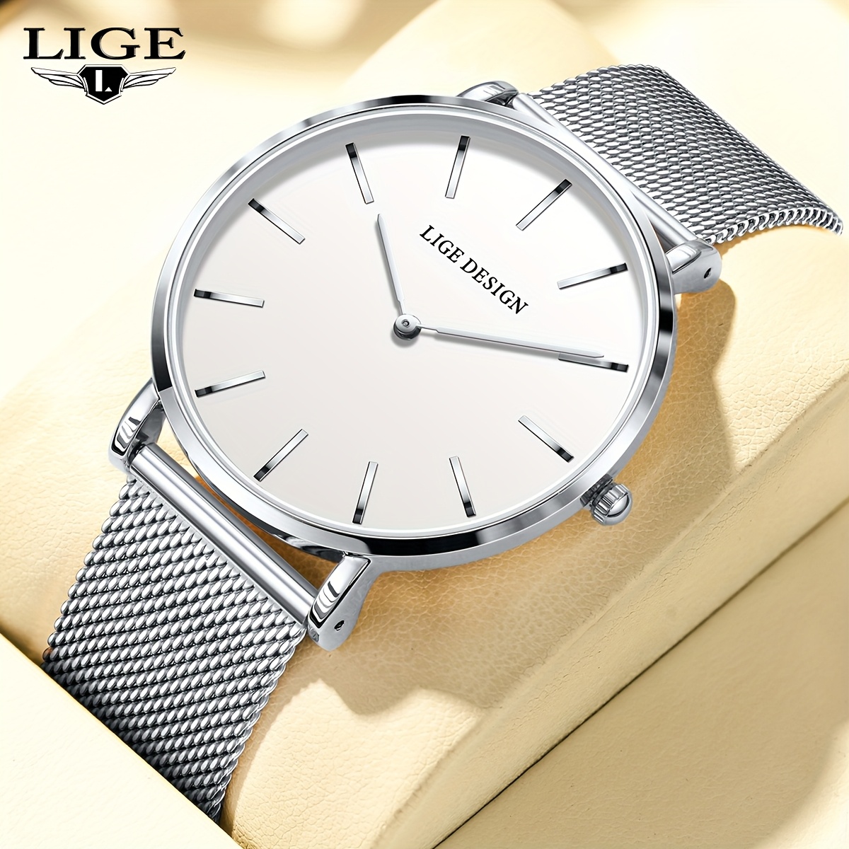 Lige Watches Fashion Round Quartz Watch, 3 Hands, Teen Ladies Watch, White Blue Black Watch, Business Casual Versatile Watch, Ideal Holiday Gift , Birthday Gift Watches Graduation Gifts