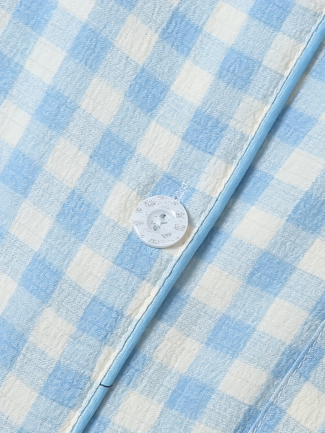 womens casual gingham pajama set short sleeve blouse with button up shorts with bow detail soft breathable fabric for spring summer relaxed fit casual wear gingham pattern short sleeve top gingham pajamas Product details 2