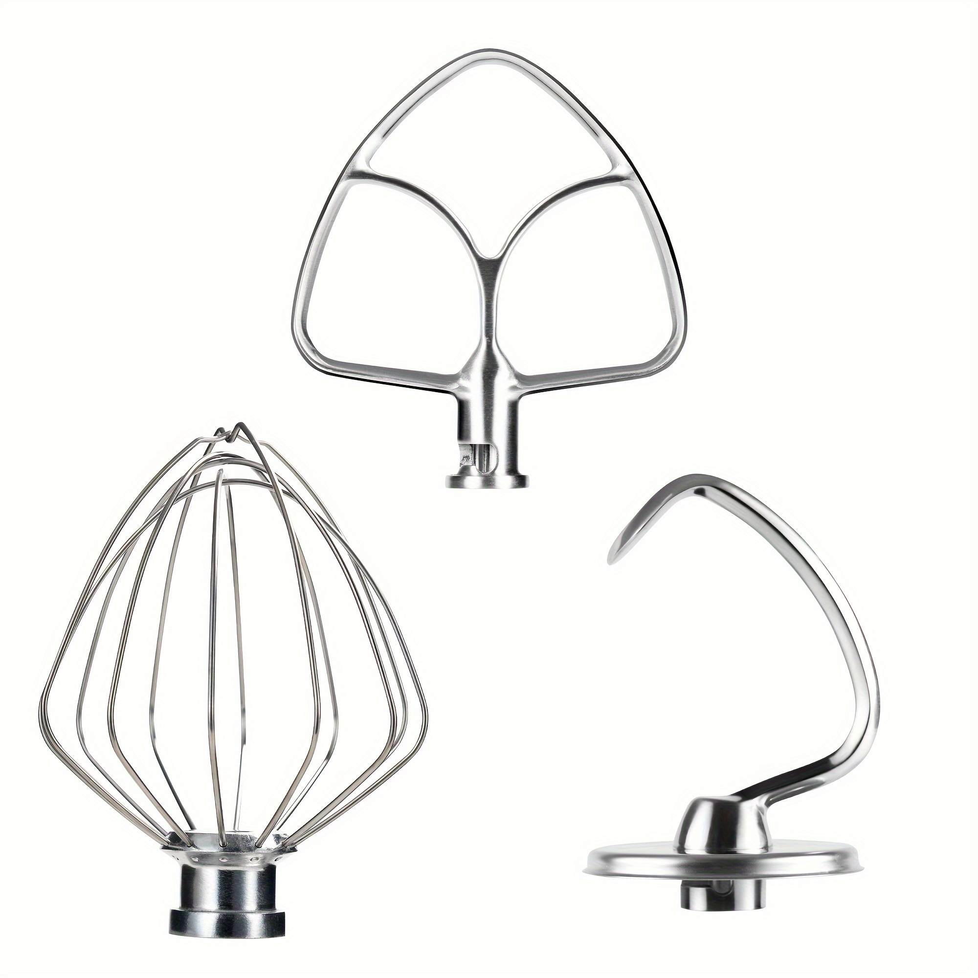 

Stainless Steel Mixing Paddle Mixing Net And Noodle Hook Set Of 3, - Dough Hook, Flat Whisk, Wire Whisk For Kitchen Treasure 4.5-5qt Stand Mixer K45ss, Ksm75, Ksm90, Ksm95, Ksm150