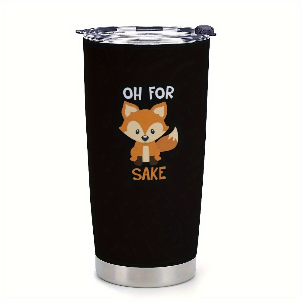 

1pc 20oz, Fox Cup, Stainless Steel Water Bottle, For Hot And Cold Drinks, Tumbler Cup With Lid And Straw, Gift For Family And Friends