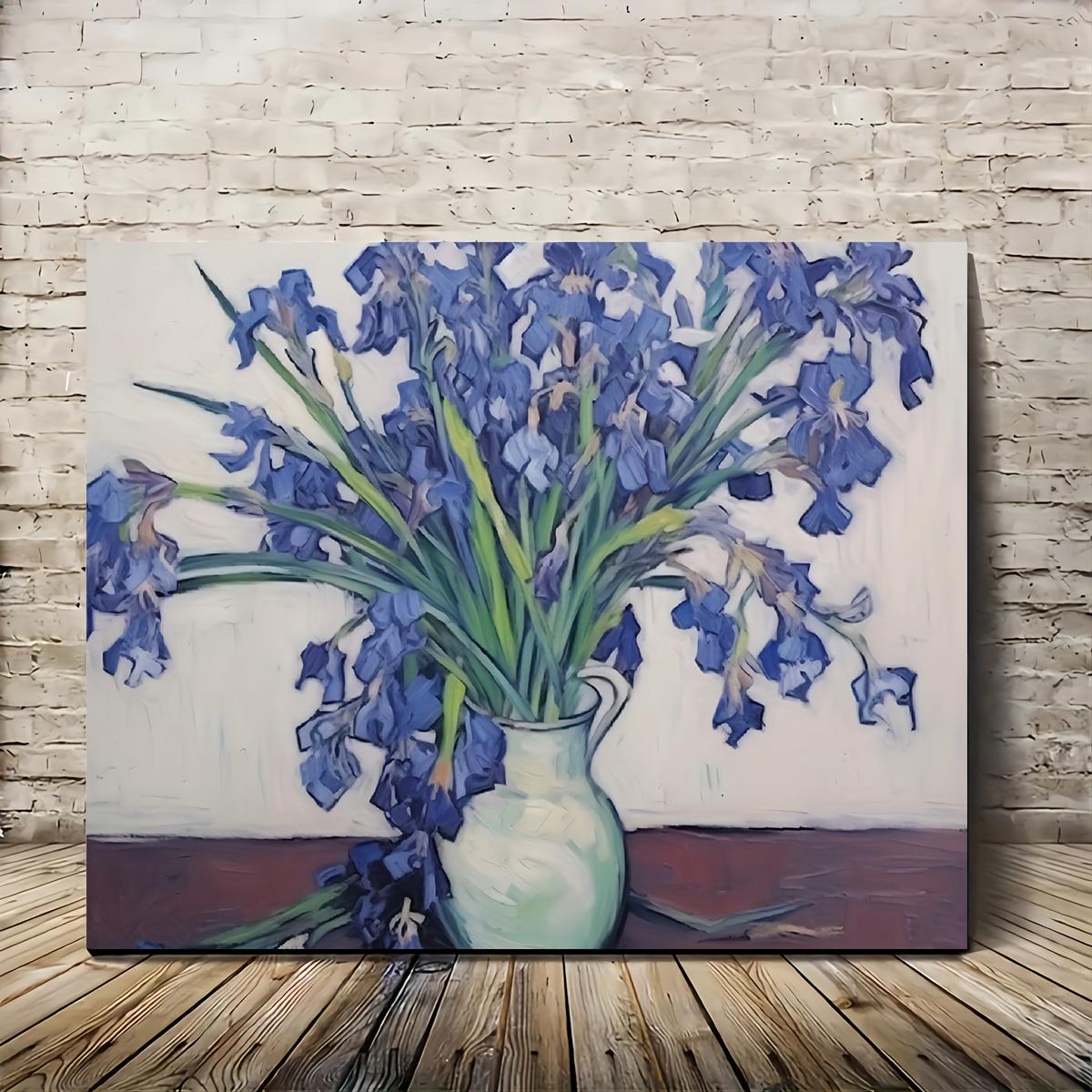 TEMU 1pc Van Gogh Irises Framed Canvas Print - Iconic Irises Flower Painting Wall Art Suitable For Living Room, Bedroom, Office Décor, Frame, Famous