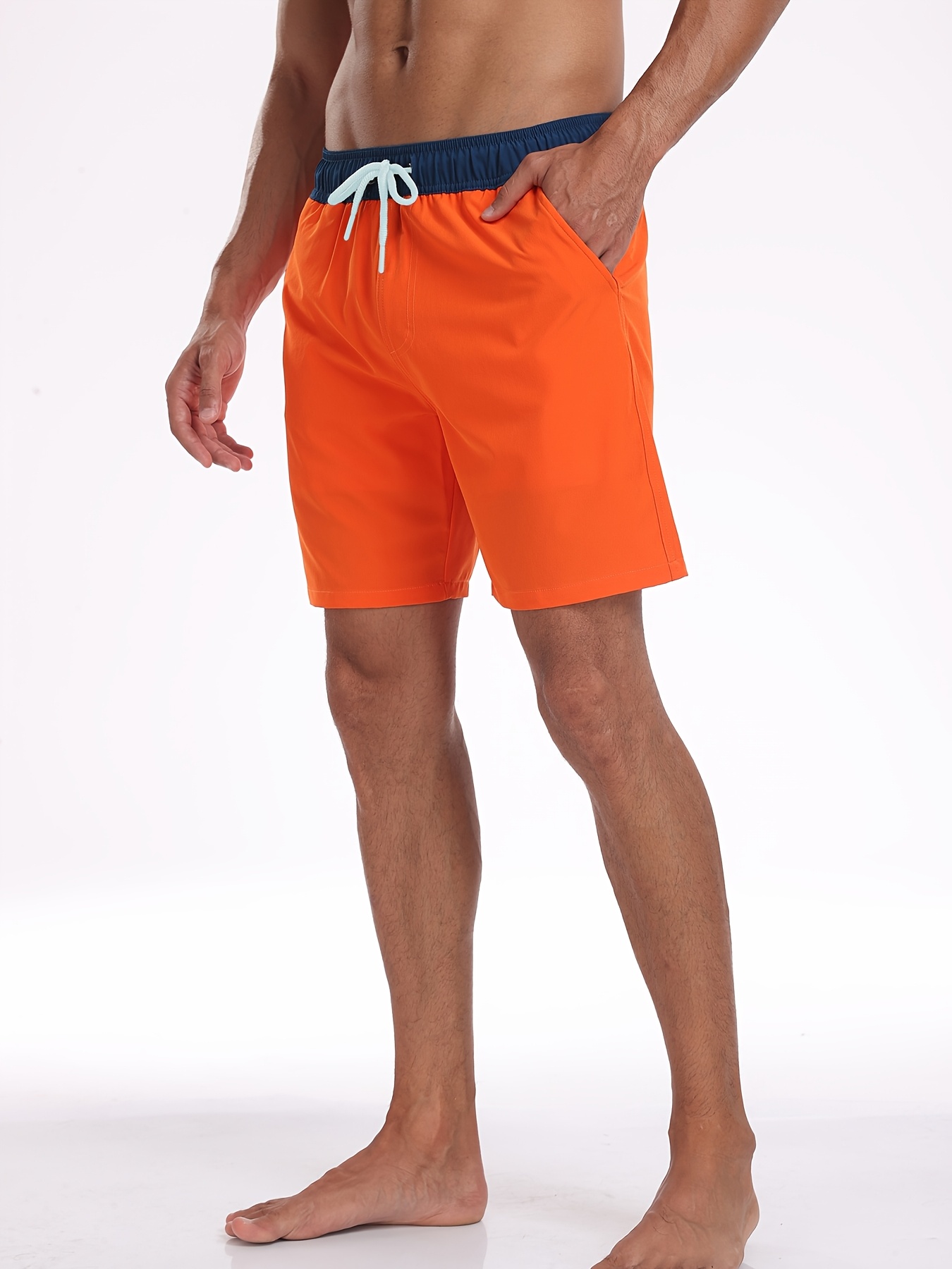 Set of 2 Men'S Casual Sports Shorts, Solid Color Double-Layer Beach Shorts for Fitness, Basketball, And Volleyball
