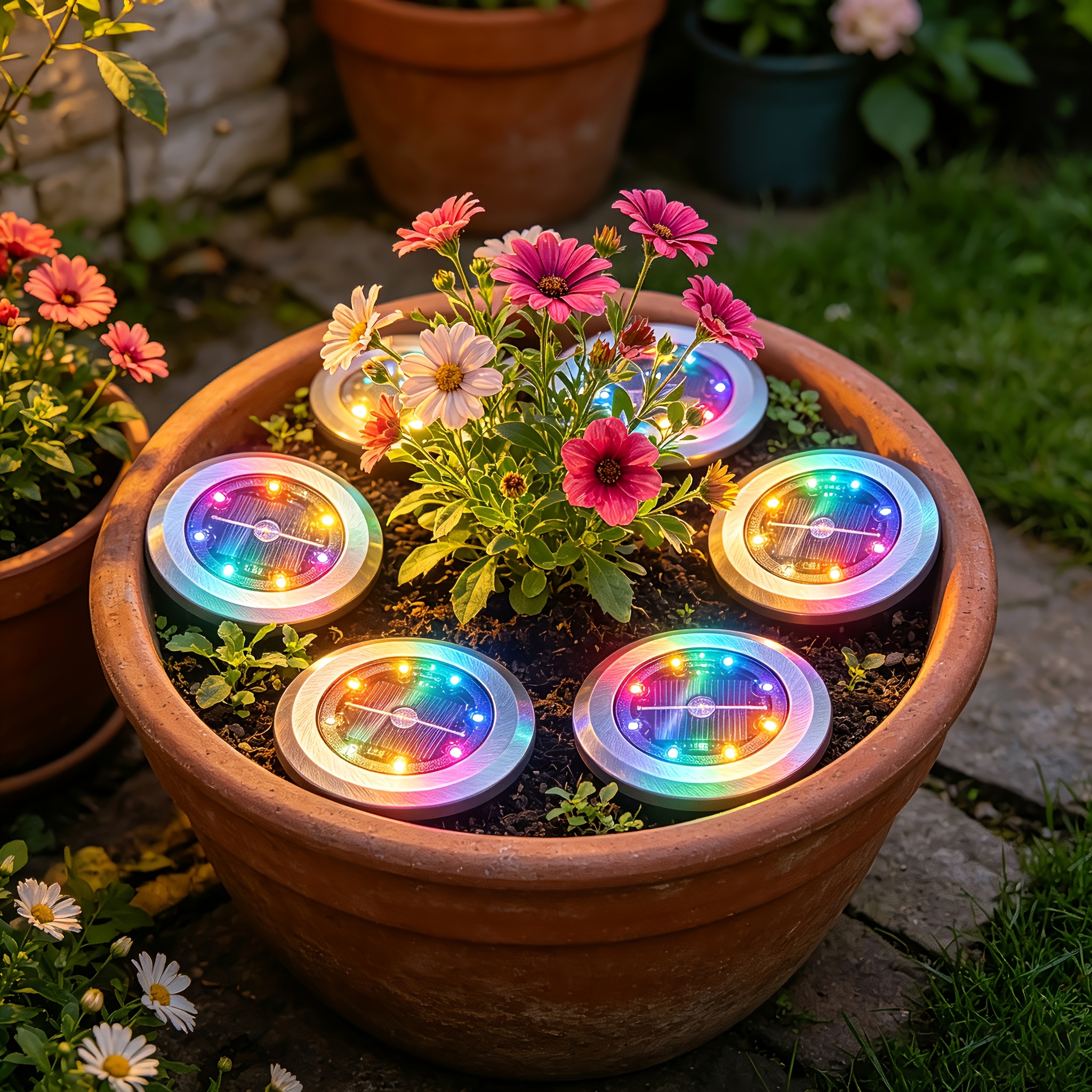 1pc solar ground light color changing outdoor landscape pathway lawn light in ground garden light auto on off dusk to dawn 8 10h   wireless   for yard walkway driveway deck patio fence party bbq   decor
