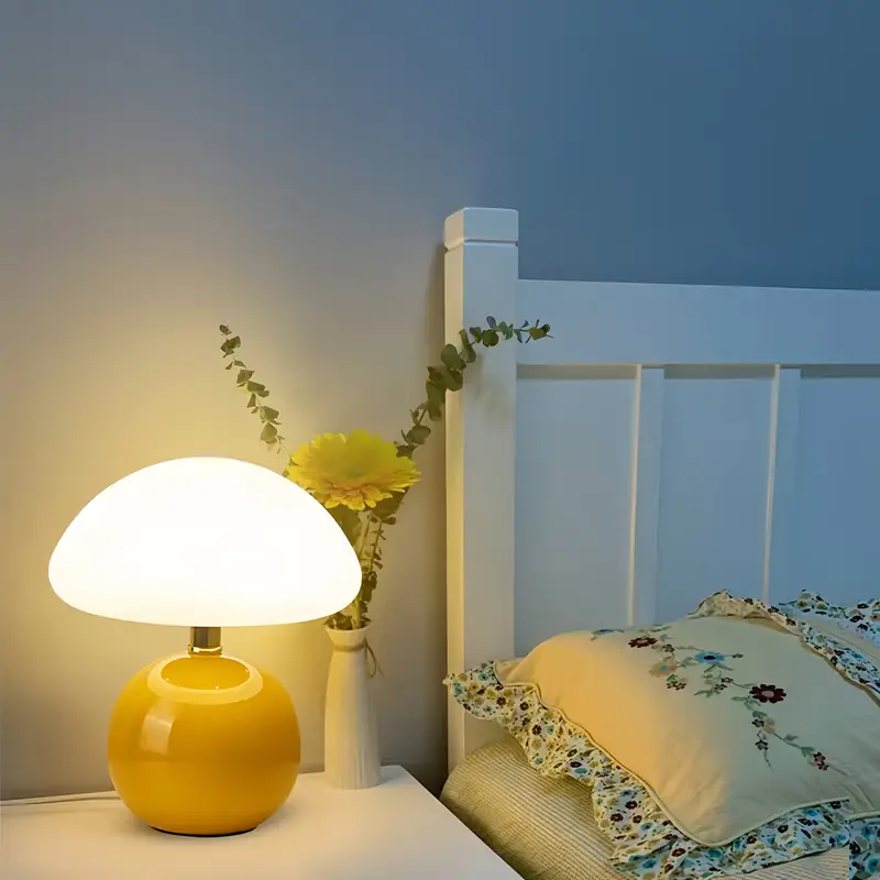 elegant usb powered ceramic mushroom table lamp with adjustable brightness touch control soft dimmable light for bedroom living room desk and home office decor usb lighting fixture living room lamp desk lamp sleek cylindrical shade durable plastic body Product details 7