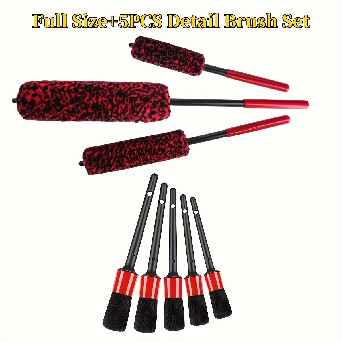 Image of Car Tire Wheel Detail Brush Set Car Cleaning Tools Suitable For Car Rim Tire Engine Exhaust Pipe Detail Cleaning Washing Tools