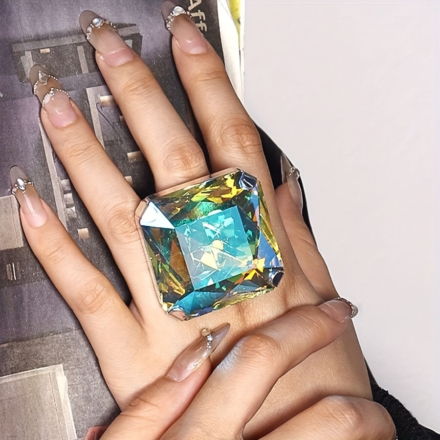 elegant bold large ring vibrant colors perfect for parties everyday fashion details 1