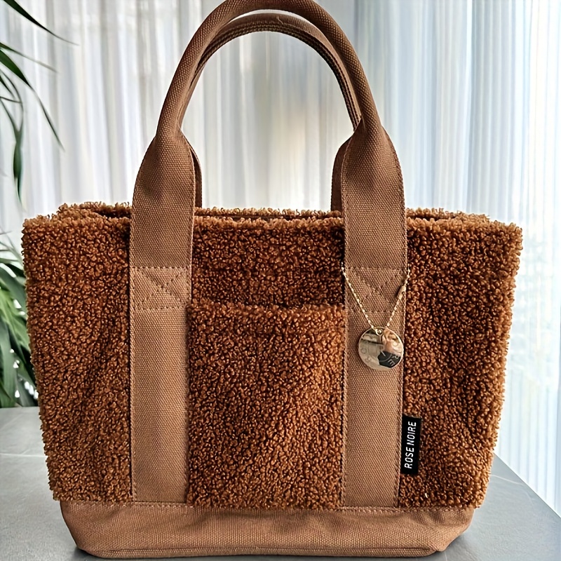 Image of Teddy Plush Women's Handbag, Autumn/winter High-end Plush Bag, Multi-compartment Lunch Bag, Tote Bag, Shoulder Crossbody Bag, Women's Handbag