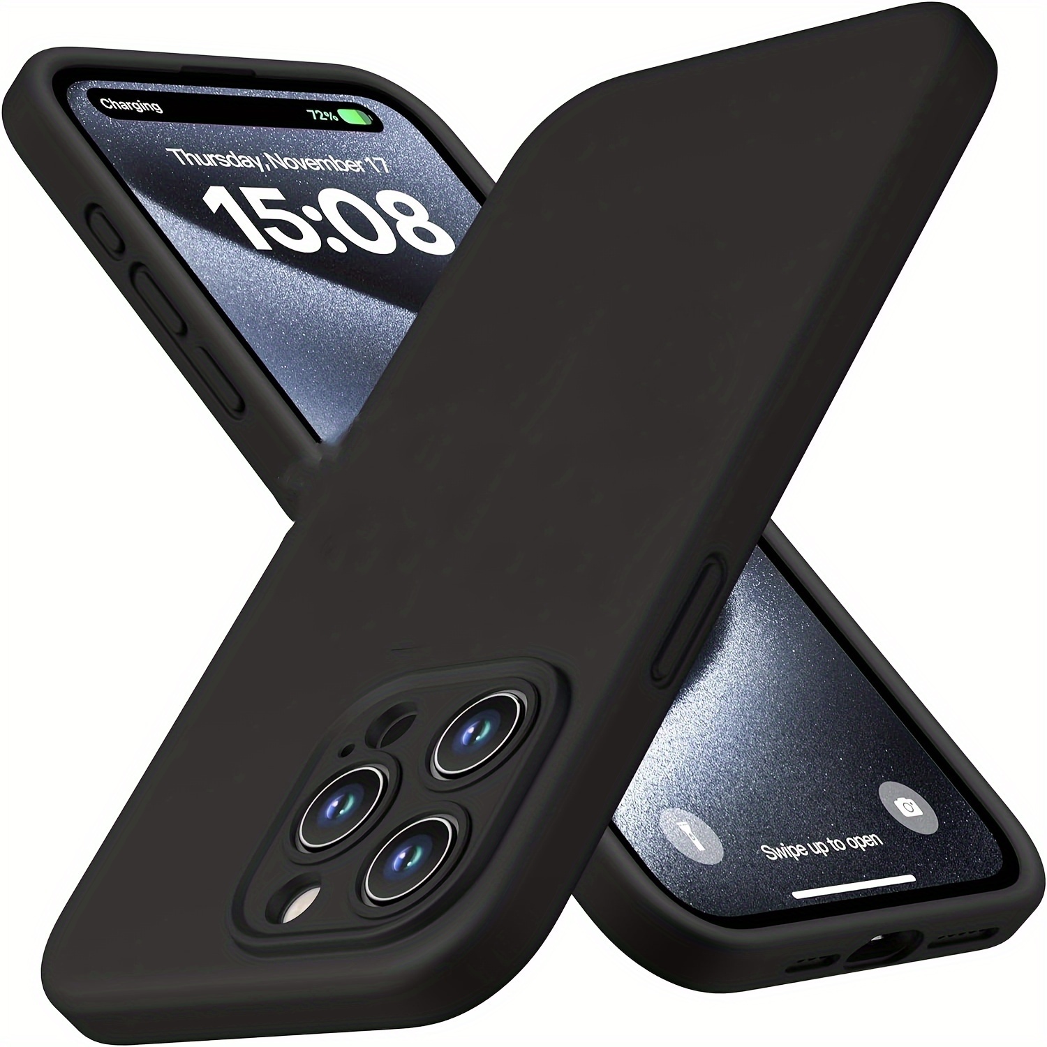 Fundas Celular Silicona Negra Líquido Iphone 15 Pro Max/15 - Temu