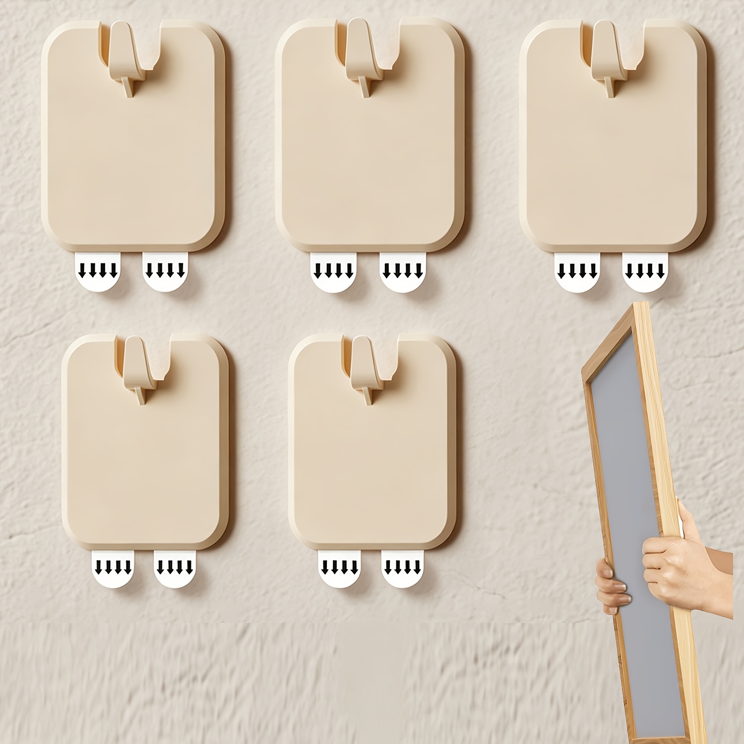 TEMU Lot de 5 crochets muraux perçage ni pour cadres photo, pour la décoration et le rangement de , crochets en plastique pour accrocher des photos,