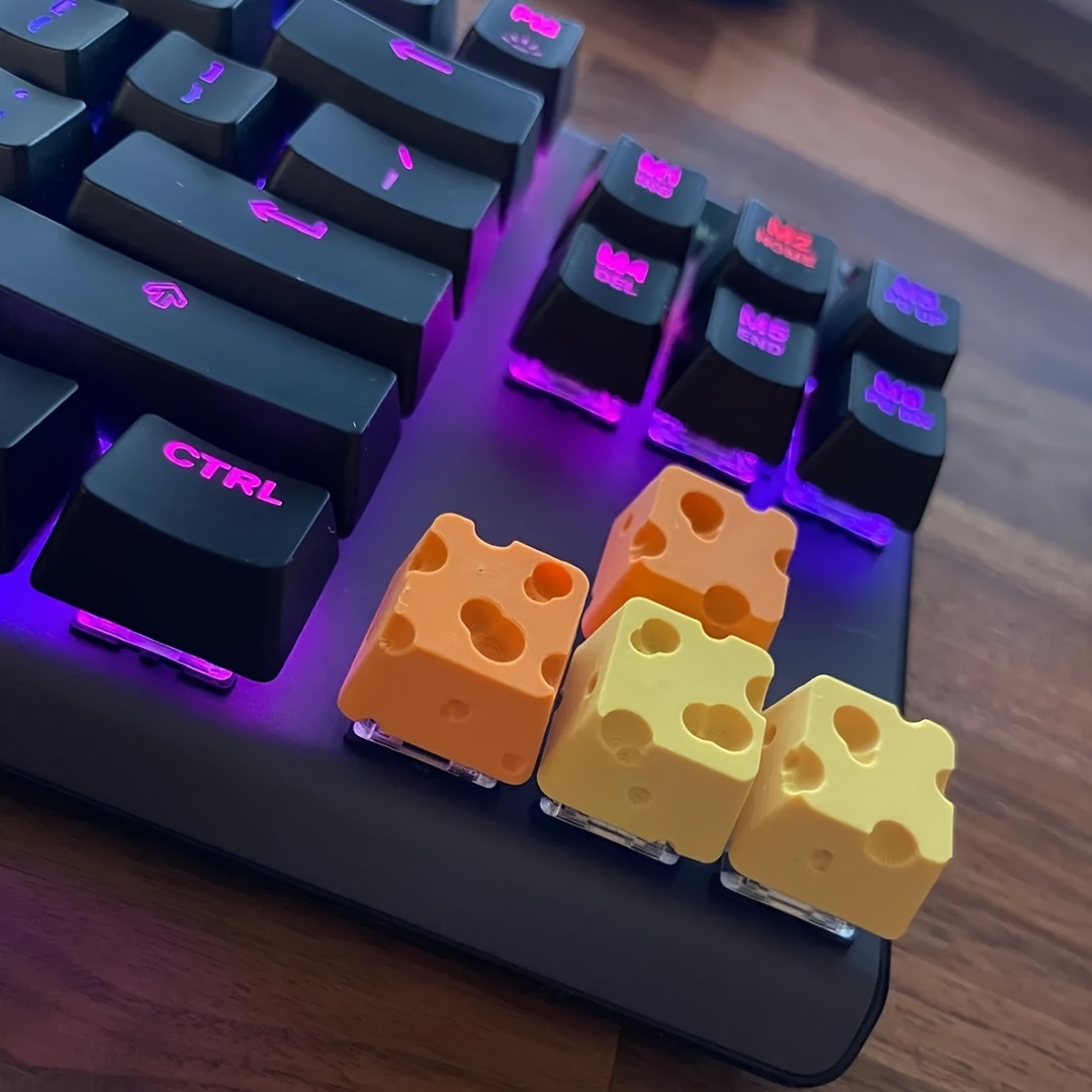 

4pcs Cheese Keycap Mechanical Keyboard Keycaps, Cute Abs Material Keycap Accessories, Key Esc Backlit Keycaps, Suitable For All Mx Axis And Derivative Axis Keyboards