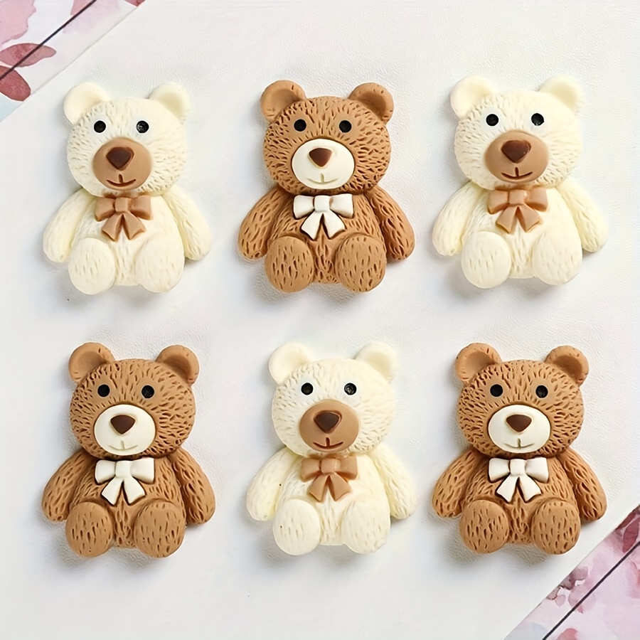 Image of 10pcs Cute Resin Bear Charms - Coffee-themed Diy Craft With Collar Accessories Suitable For Phone Case Decorations, Scrapbooking, Jewelry Making - Resin Ornaments (10pcs)