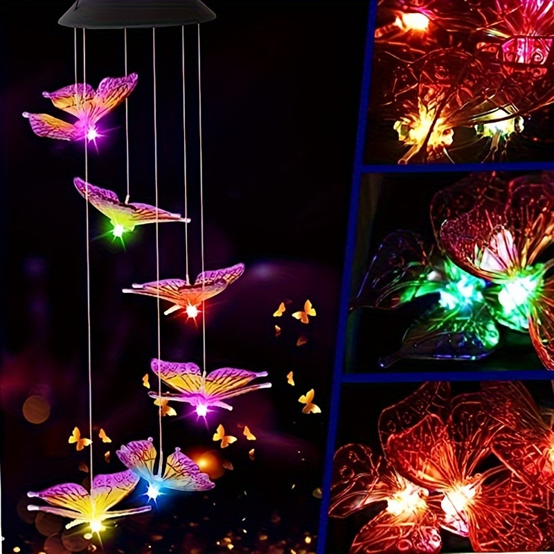 

1/2 Pc Solar Wind Chimes Light, Purple Wind Chimes, Decorative Color Changing Lights For Patio, Party,, Window