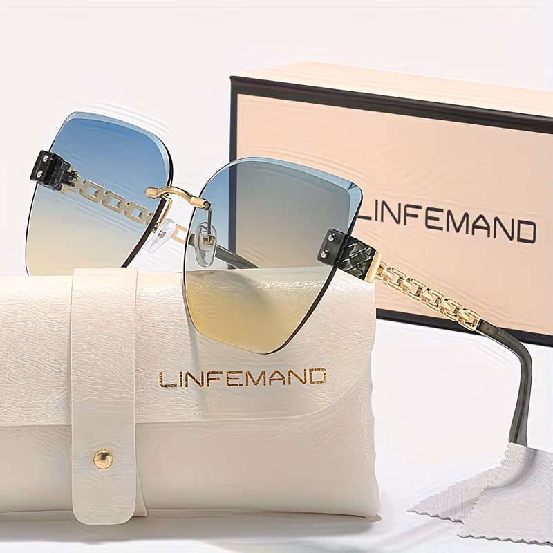 frameless cat eye womens fashion glasses luxury gradient visor driving holiday gift Product details 8