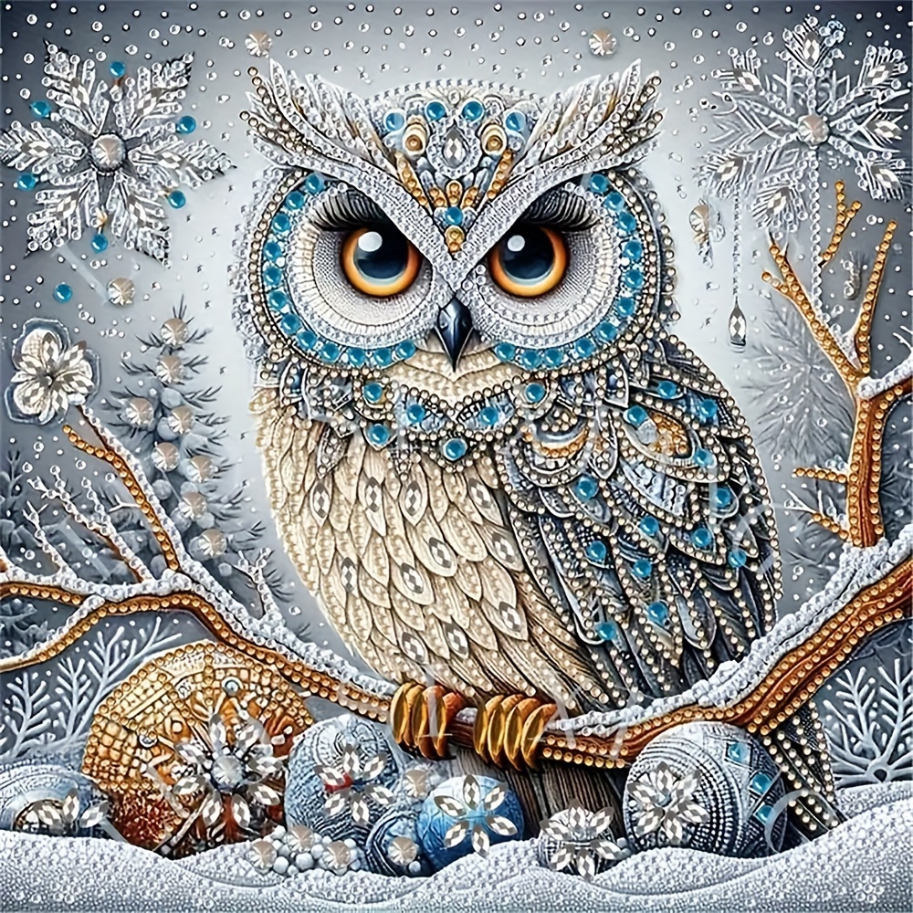 

5d Diamond Painting Kit For Adults - Owl Theme With Round Acrylic Diamonds, Full Drill Diy Art Craft For Home Decor, Complete Set With Accessories