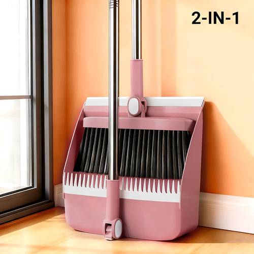 2 in 1 3 in 1 4 in 1 broom with dustpan combo set non stick hair cleaning for hard floors long handle sweeping for living room bedroom bathroom durable rotatable foldable cleaning flexible design fast dust removal