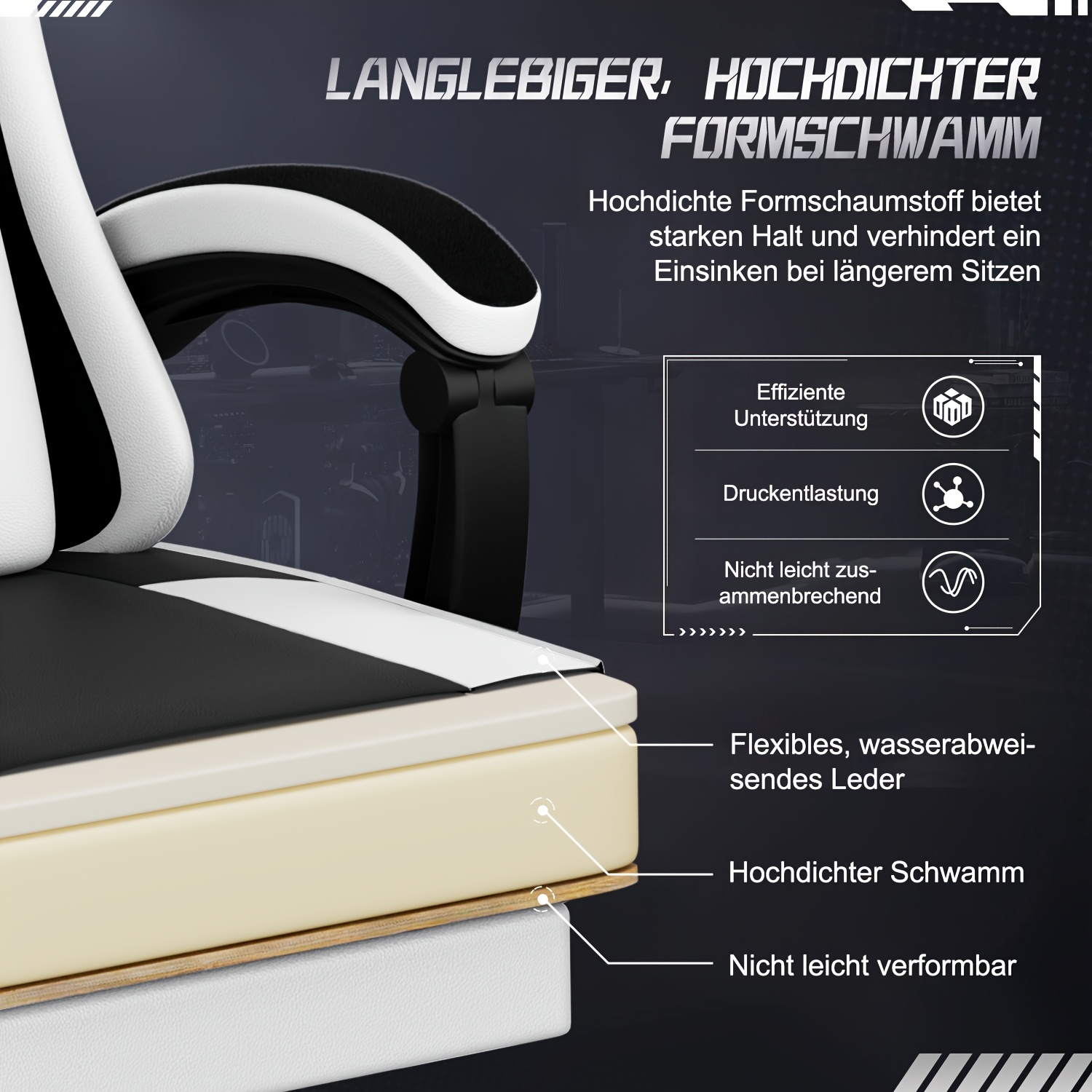 Gronfont gamingstoel met voetensteun