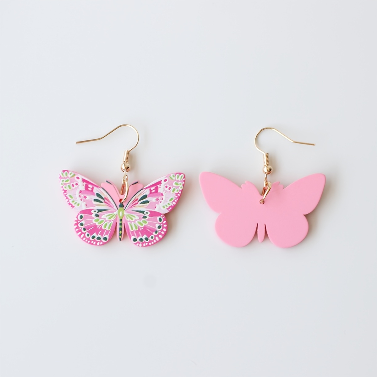 Women's Retro Pink Butterfly Drop Earrings