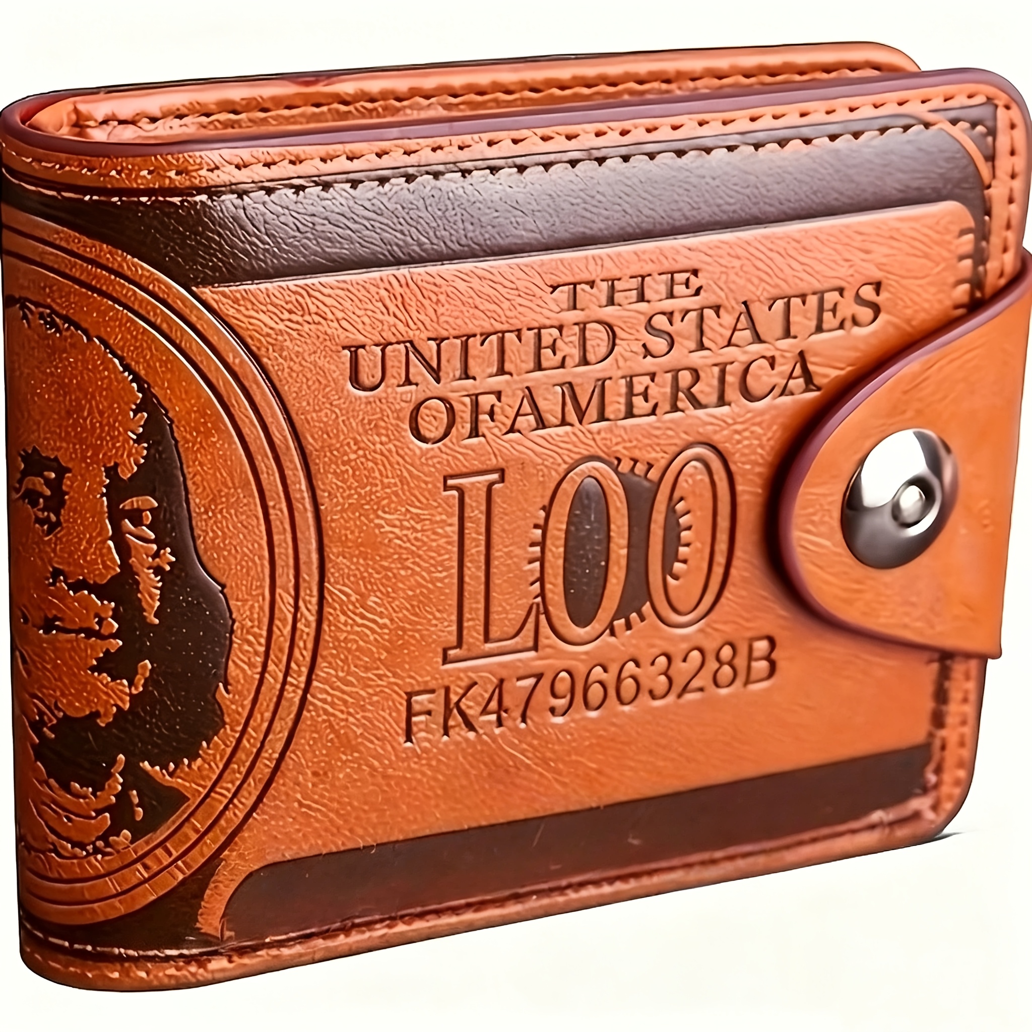 TEMU A Retro-style Wallet With A $100 Bill Pattern And Multiple Card Slots; A Slim Snap-fastener Coin Purse Suitable For Men And Women; And A Brown