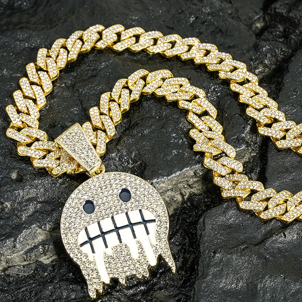 Hip Hop Ice Face Pendant Cuban Chain Necklace