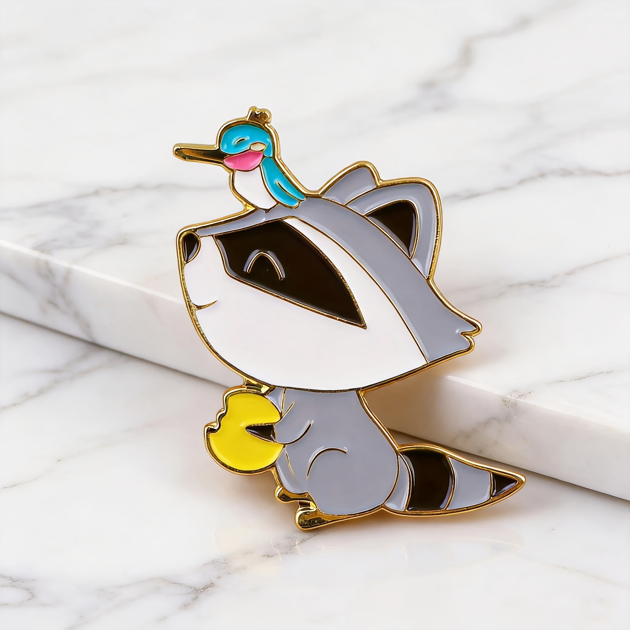 Cute Cartoon Raccoon And Bird Badges, Daily Wear Lapel Badges, Suitable For Fashionable Matching Badges On Backpacks, Jackets, And Pencil Cases