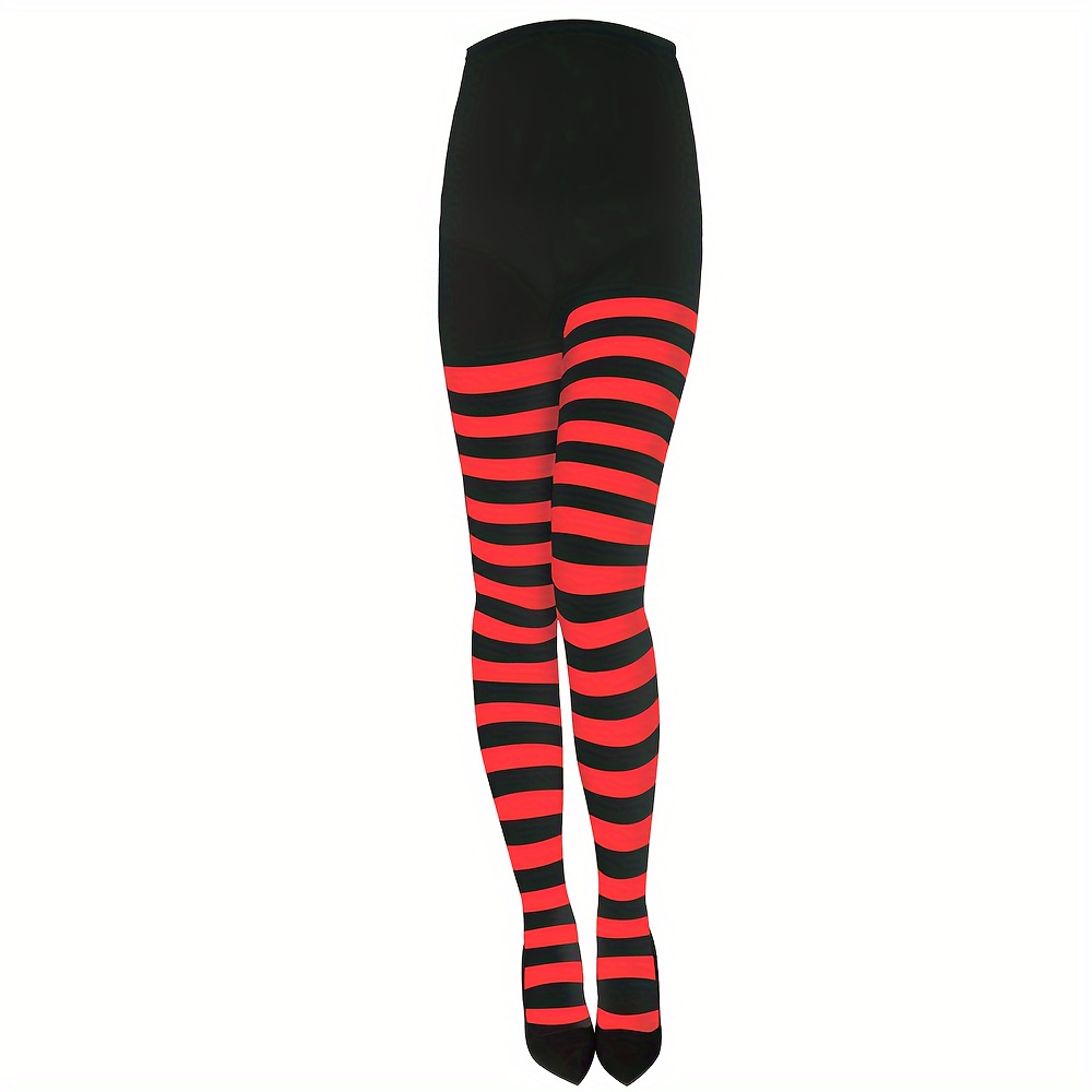 1pc Contrast Striped Tights, Soft Comfortable Leggings, Suitable For Parties And Daily Wear